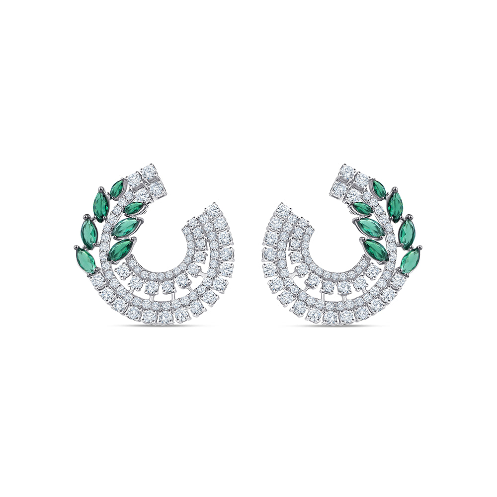 Marquise Green Gemstone Leaf Stud Earrings