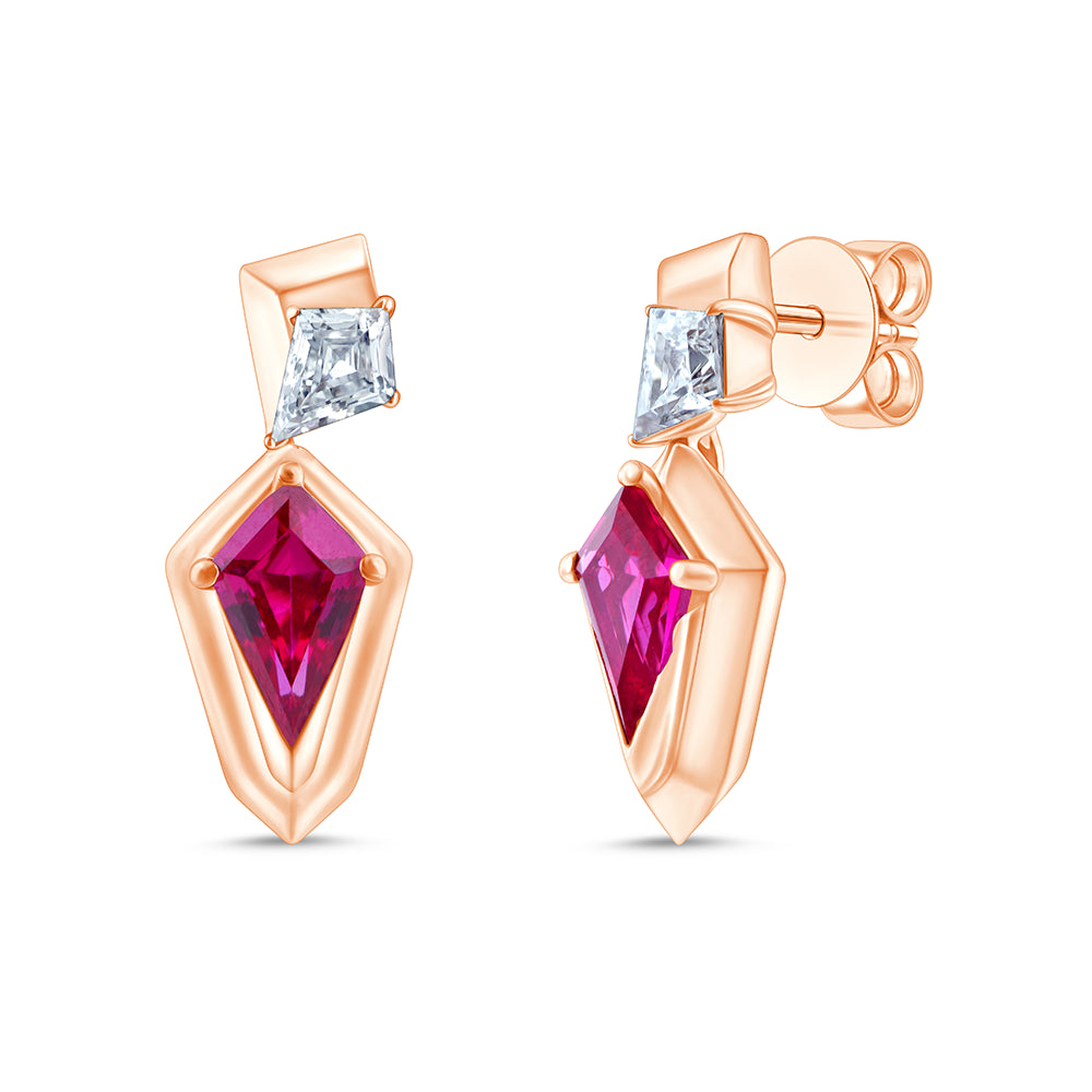 Kite Cut Diamond Semi Precious Stone Drop Earrings
