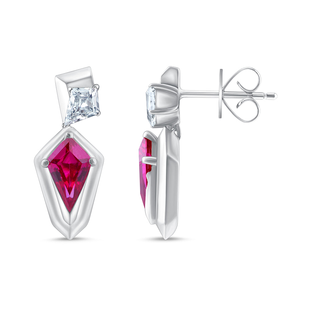 Kite Cut Diamond Semi Precious Stone Drop Earrings