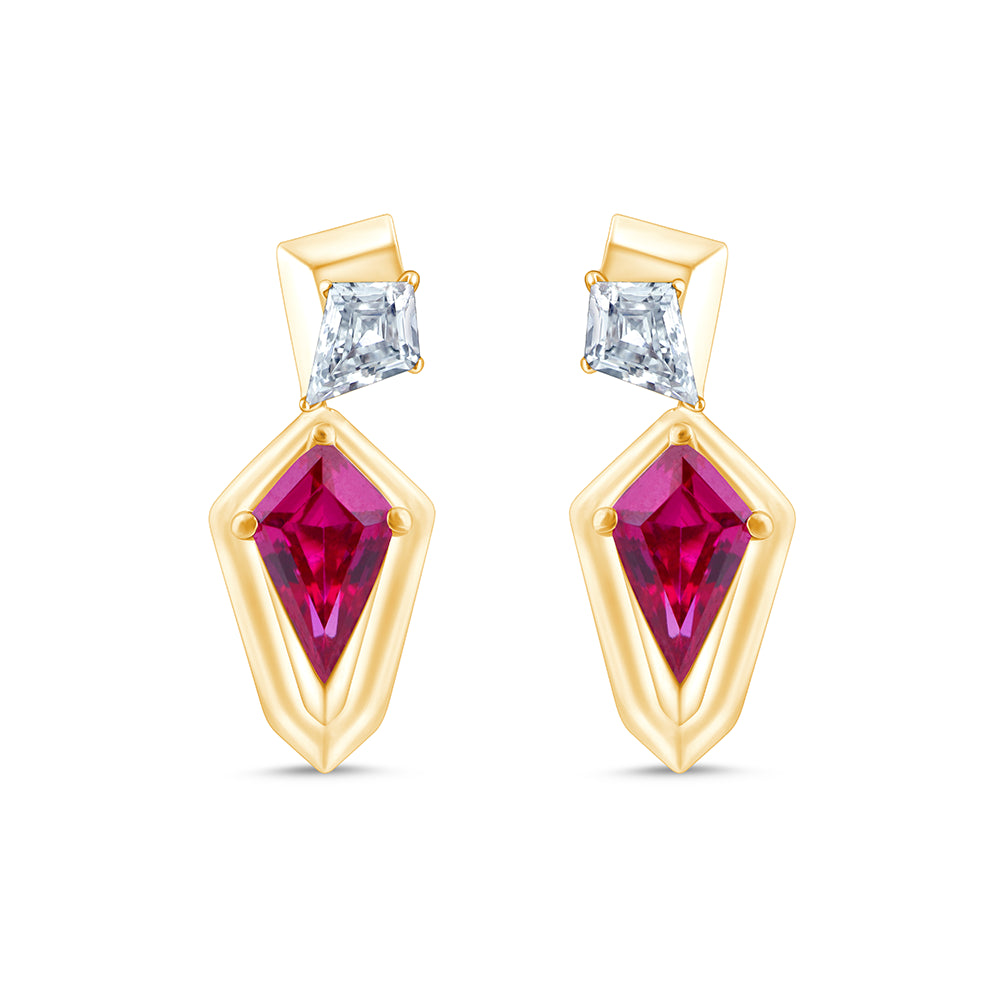 Kite Cut Diamond Semi Precious Stone Drop Earrings