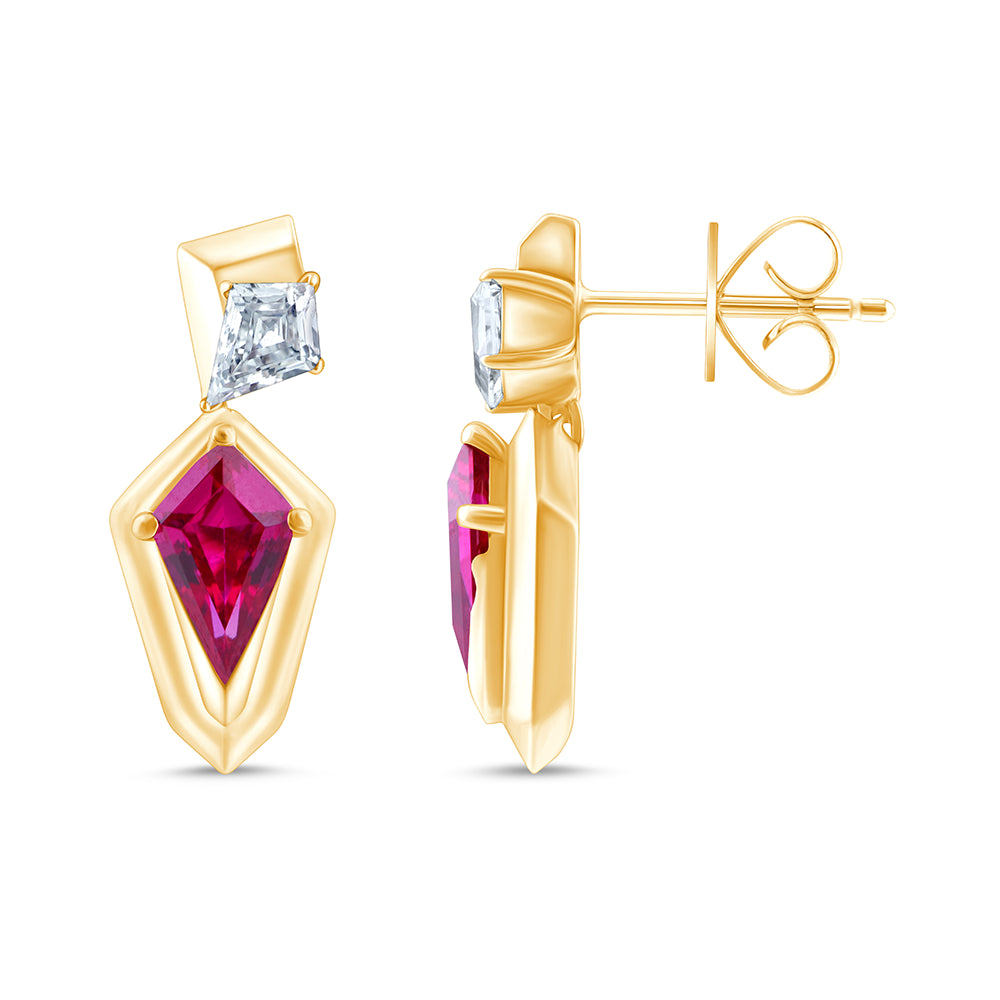 Kite Cut Diamond Semi Precious Stone Drop Earrings