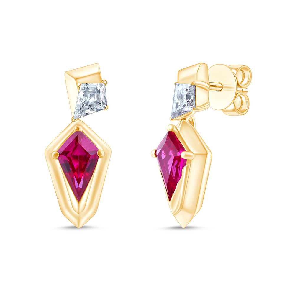 Kite Cut Diamond Semi Precious Stone Drop Earrings
