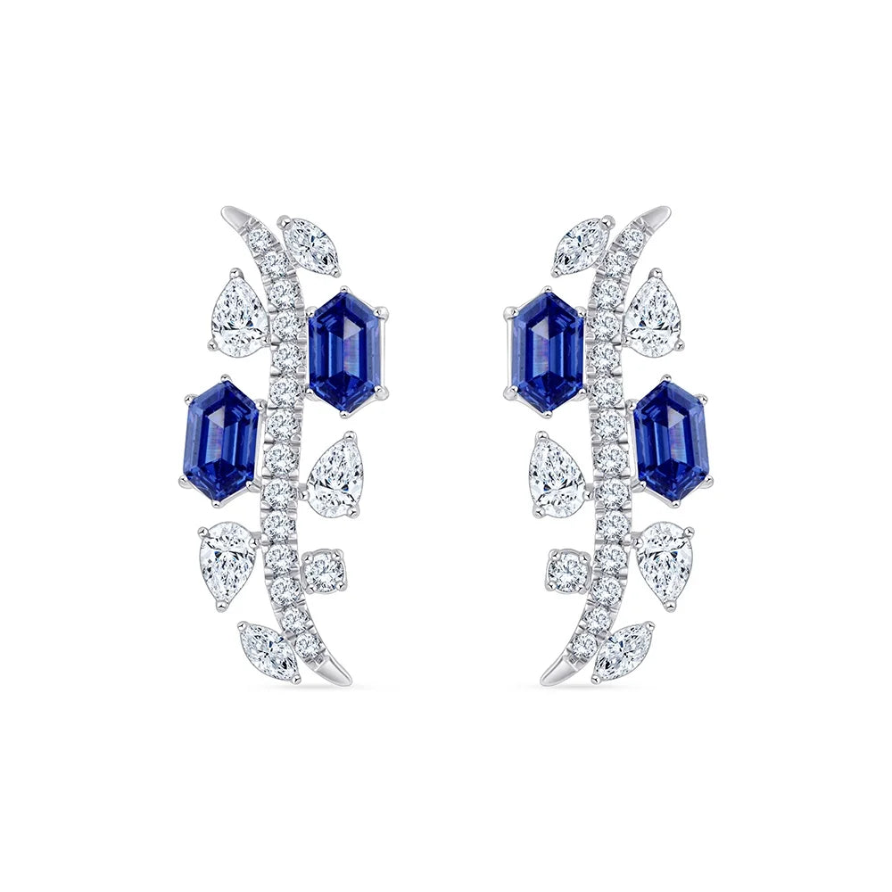Mix Cut Diamonds Hexagon Cut Semi Precious Stud Earrings