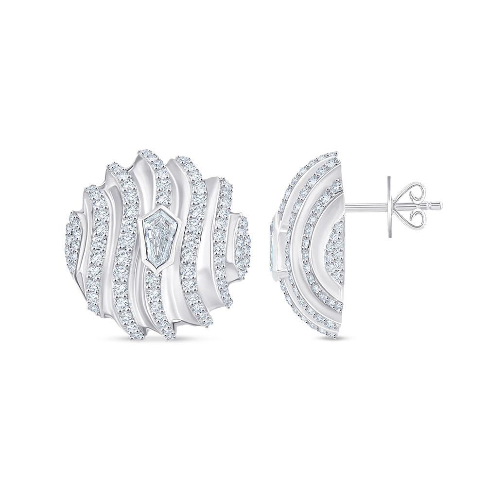 Brilliant Shield Cut Layered Wave Stud Earrings