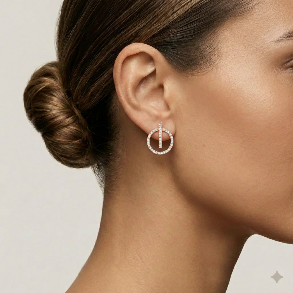 Brilliant Cut Circle & Bar Hoop Earrings