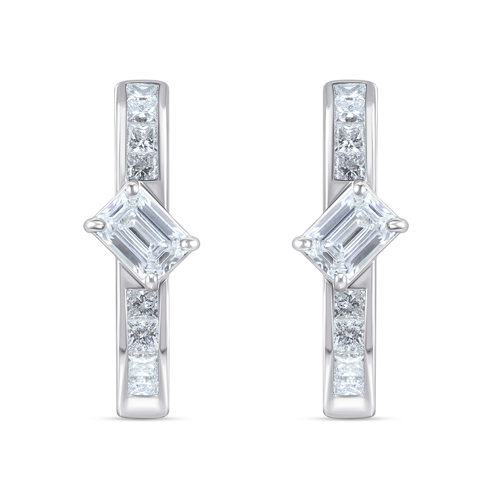 Emerald Princess Cut Hexa Hoop Earrings