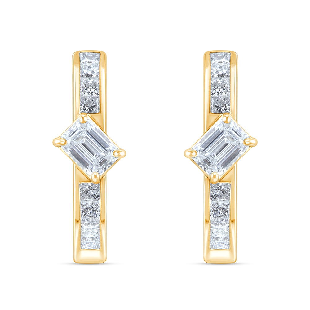 Emerald Princess Cut Hexa Hoop Earrings