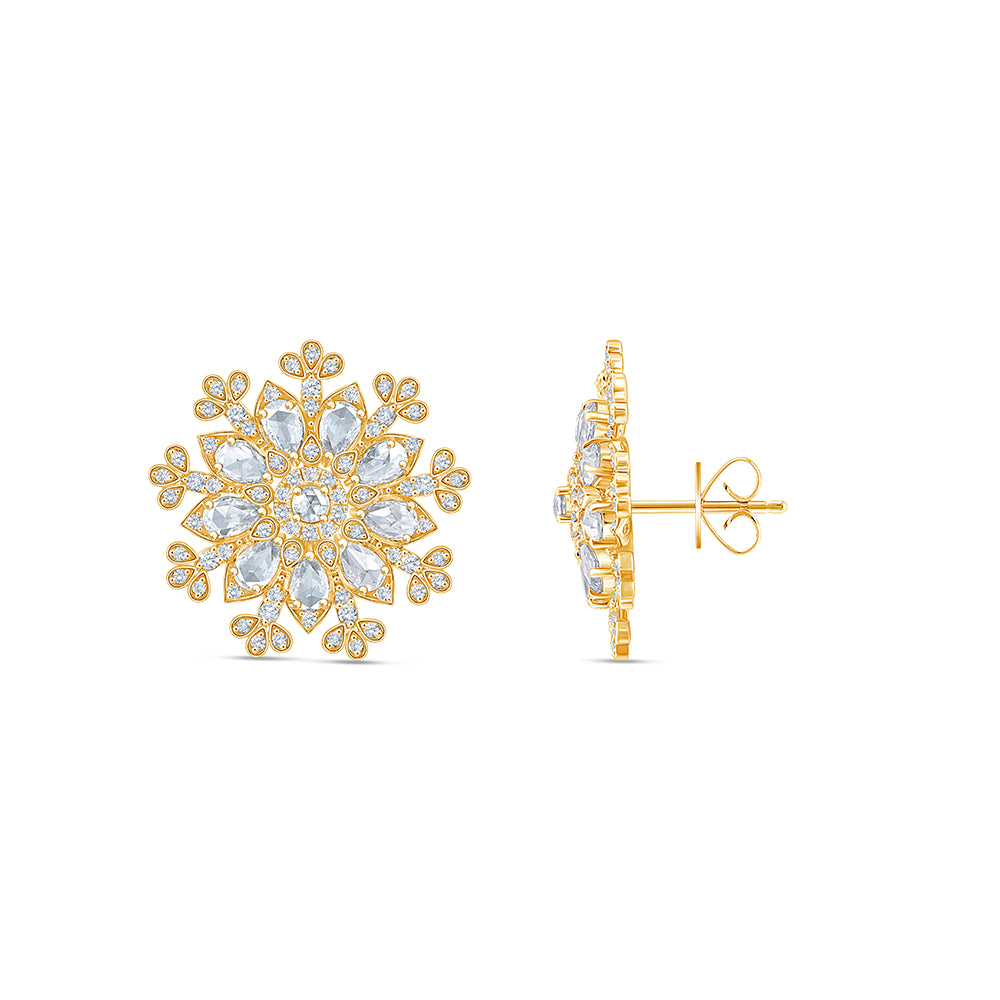 Rose Cut Floral Stud Earrings