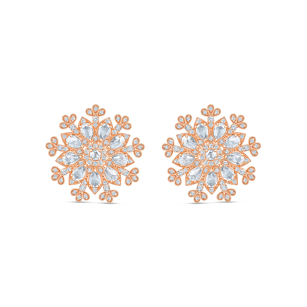 Rose Cut Floral Stud Earrings
