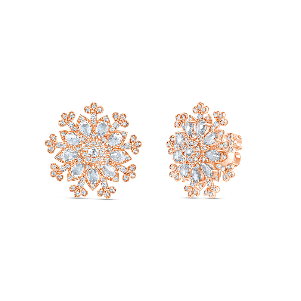 Rose Cut Floral Stud Earrings