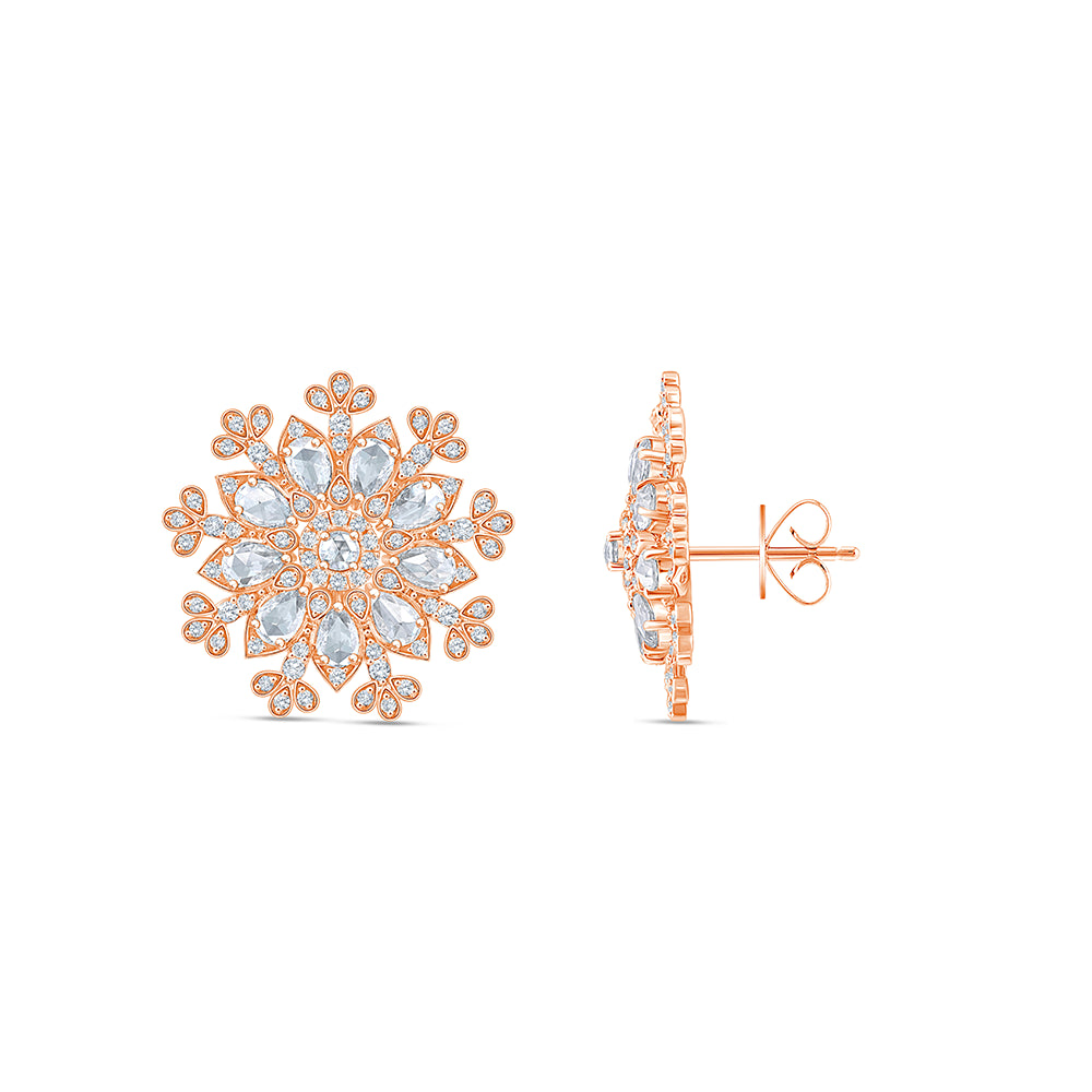 Rose Cut Floral Stud Earrings