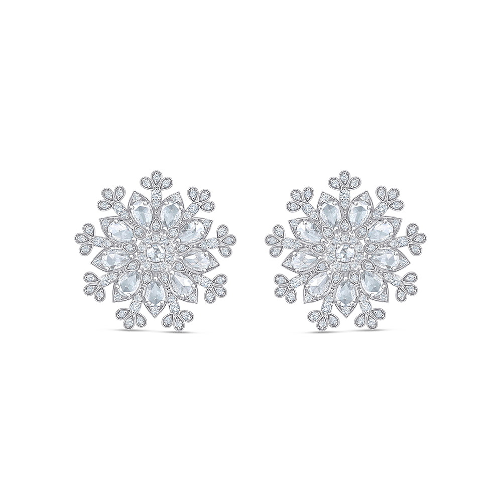 Rose Cut Floral Stud Earrings