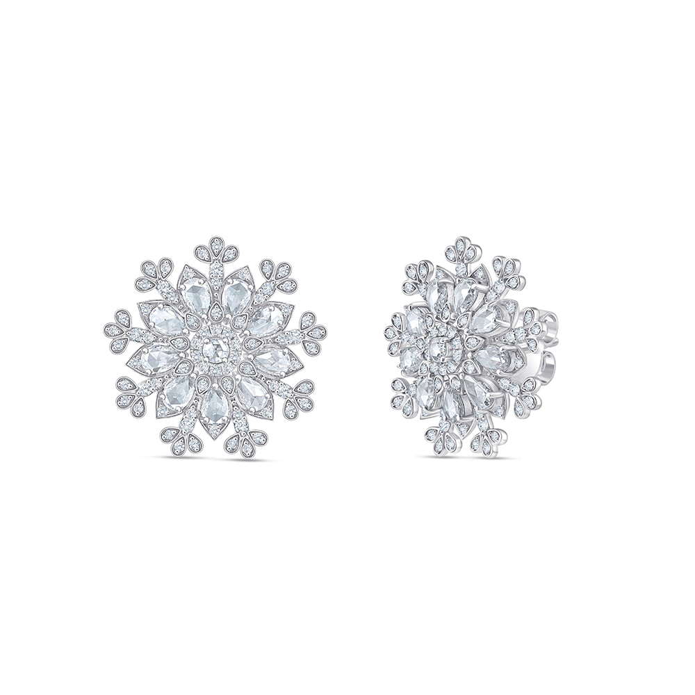 Rose Cut Floral Stud Earrings