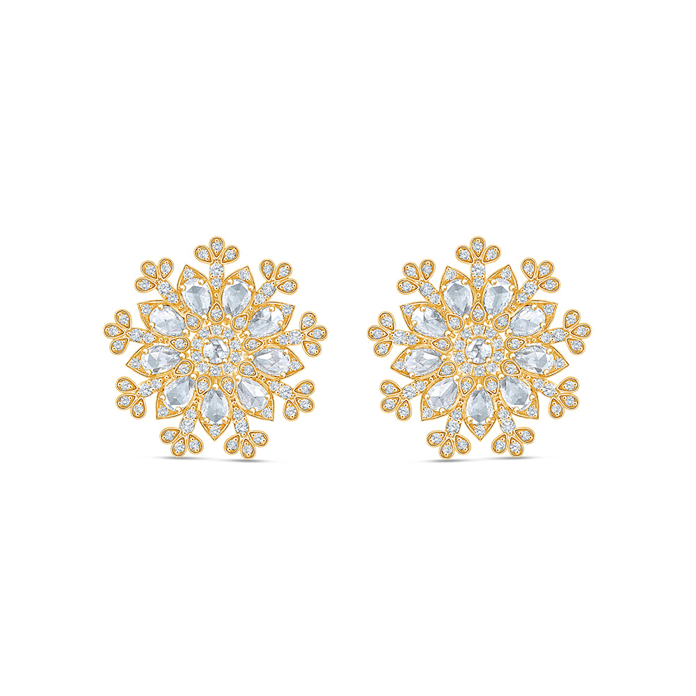 Rose Cut Floral Stud Earrings