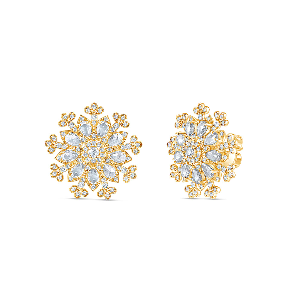 Rose Cut Floral Stud Earrings