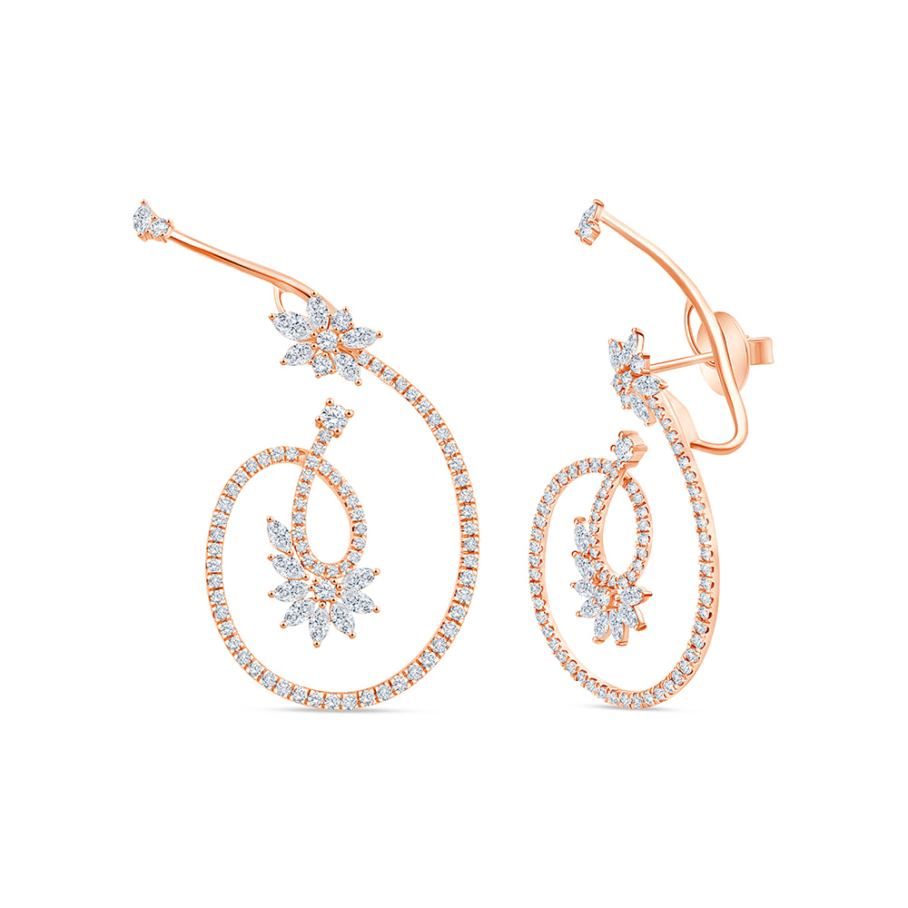 Marquise Brilliant Cut Floral Ear Crawlers
