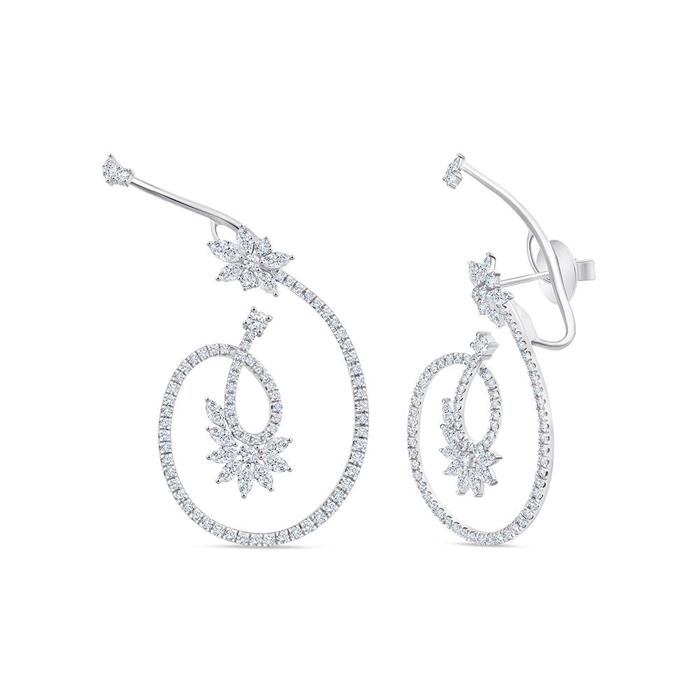Marquise Brilliant Cut Floral Ear Crawlers