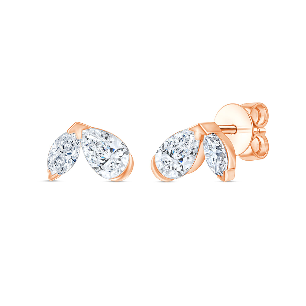 Pear Marquise Cut Toi et Moi Stud Earrings