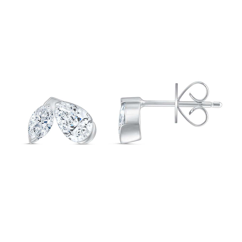 Pear Marquise Cut Toi et Moi Stud Earrings