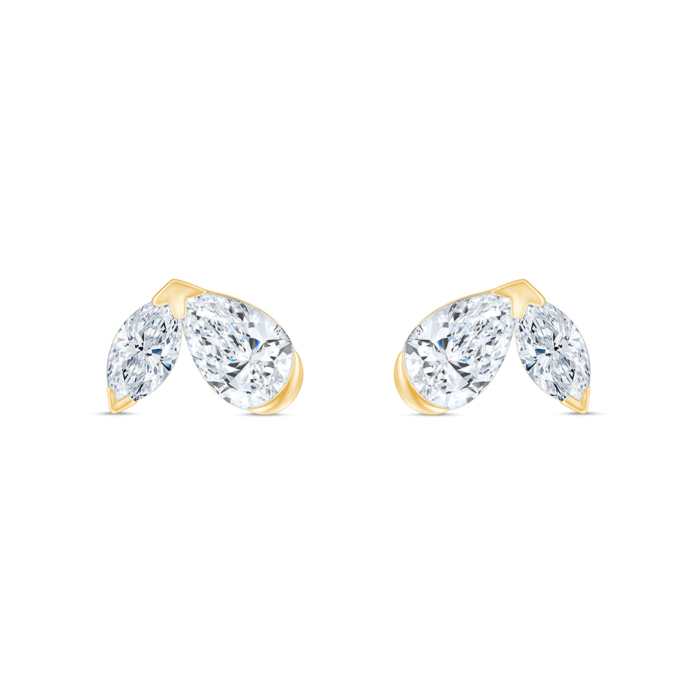 Pear Marquise Cut Toi et Moi Stud Earrings