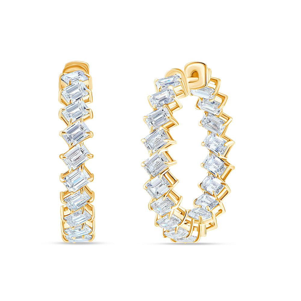 Emerald Cut Full Circle Hoop Earrings