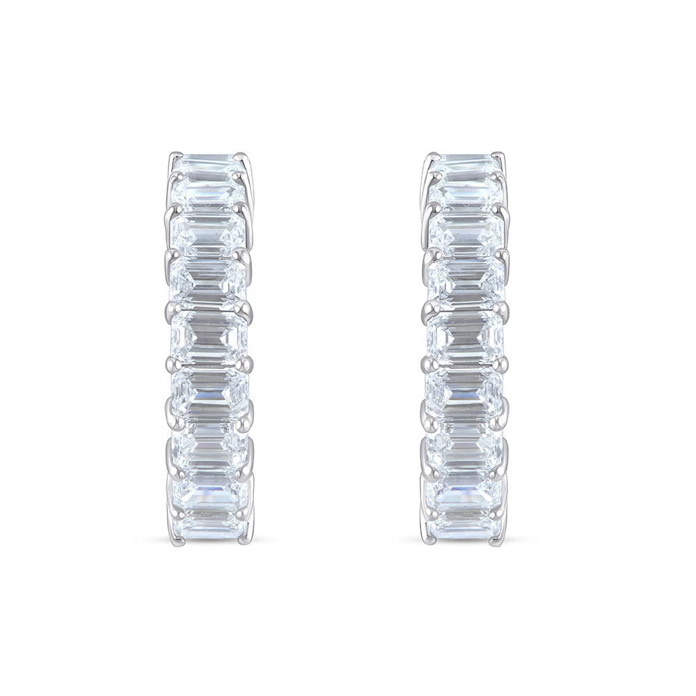 Emerald Cut Open Hoop Earrings