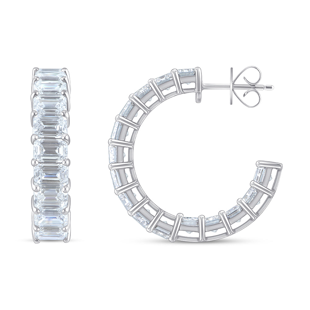 Emerald Cut Open Hoop Earrings