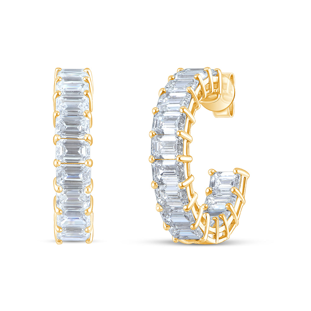 Emerald Cut Open Hoop Earrings