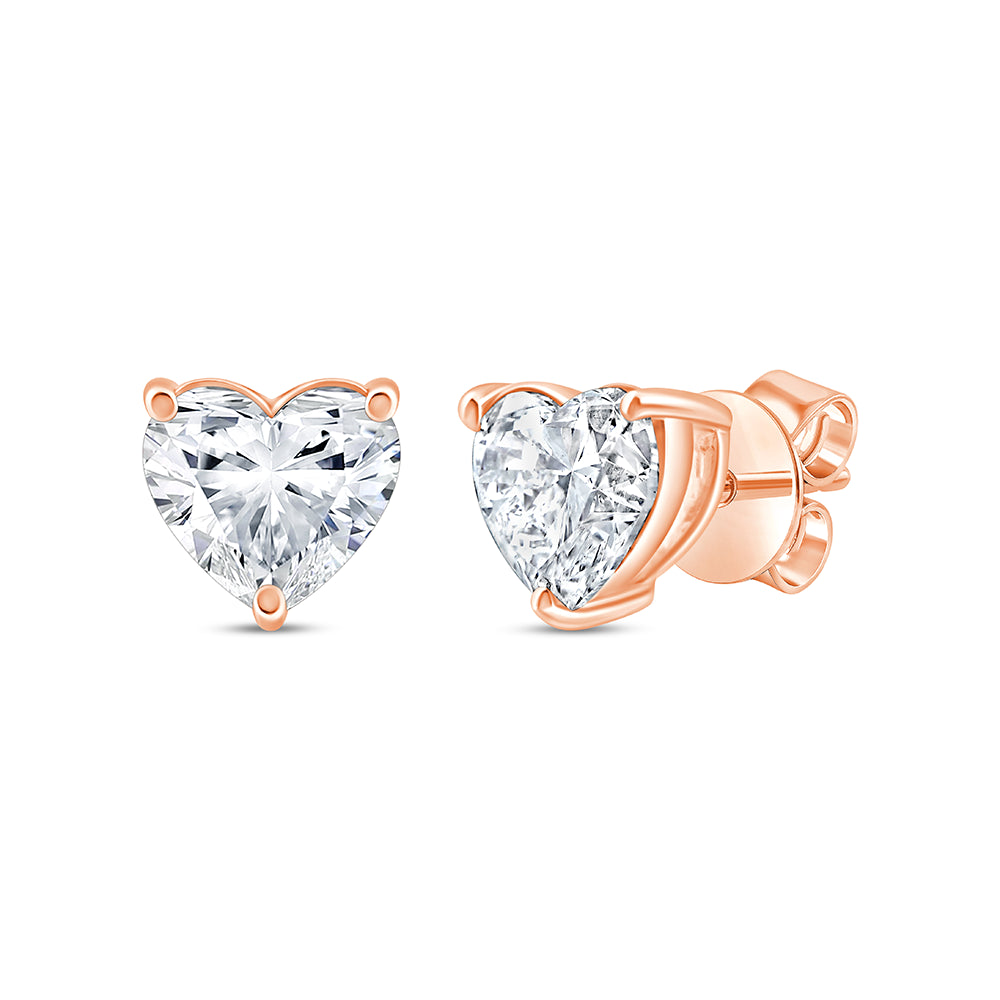 1 Carat Heart Cut Solitaire Stud Earrings