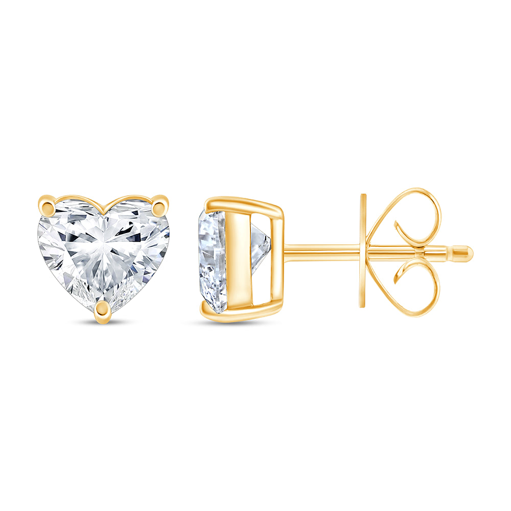 1 Carat Heart Cut Solitaire Stud Earrings