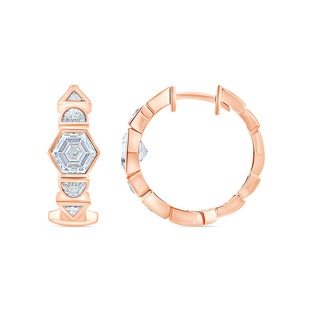 Mixed Cut Geometric Hoop Earrings