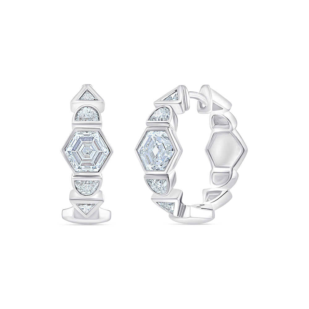 Mixed Cut Geometric Hoop Earrings
