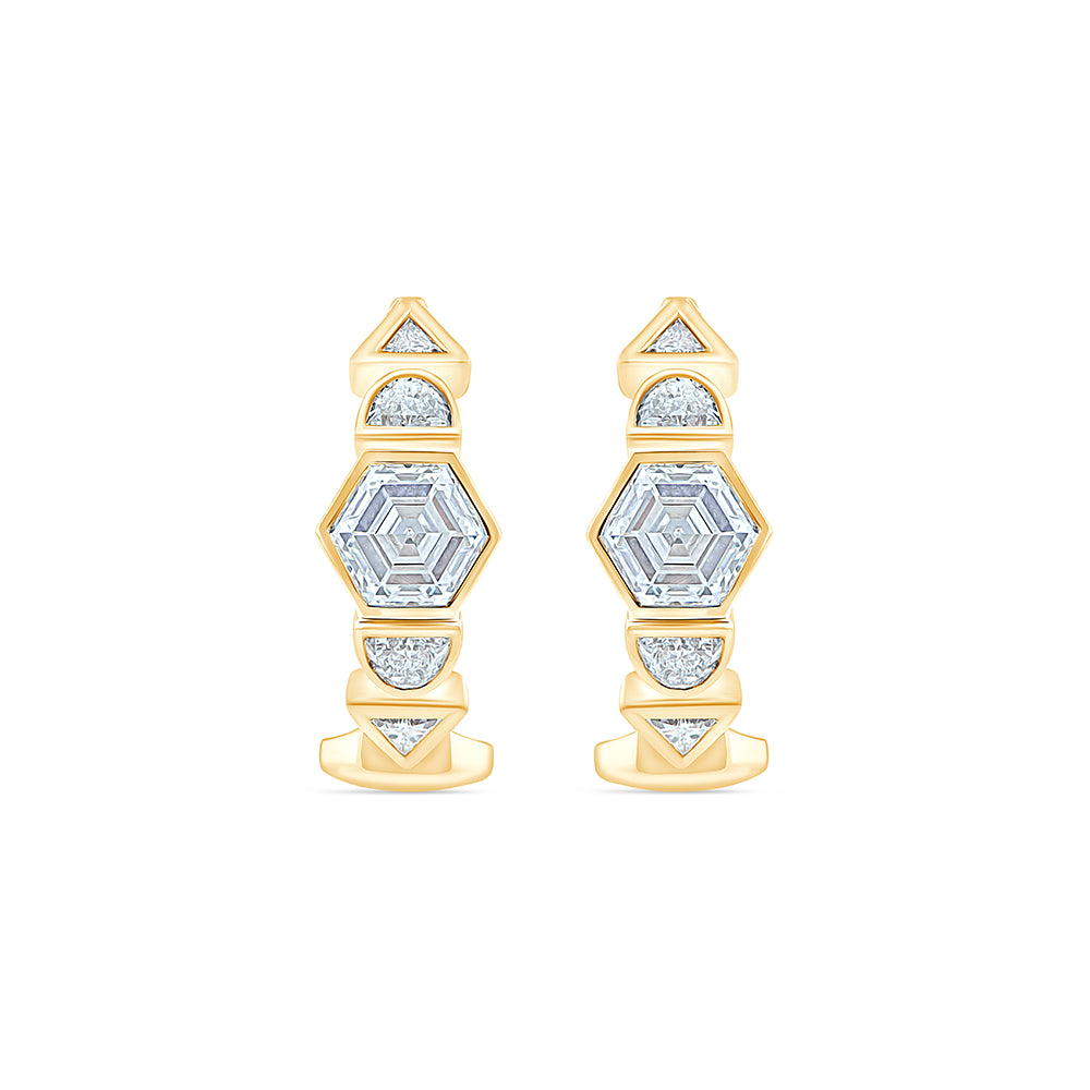Mixed Cut Geometric Hoop Earrings