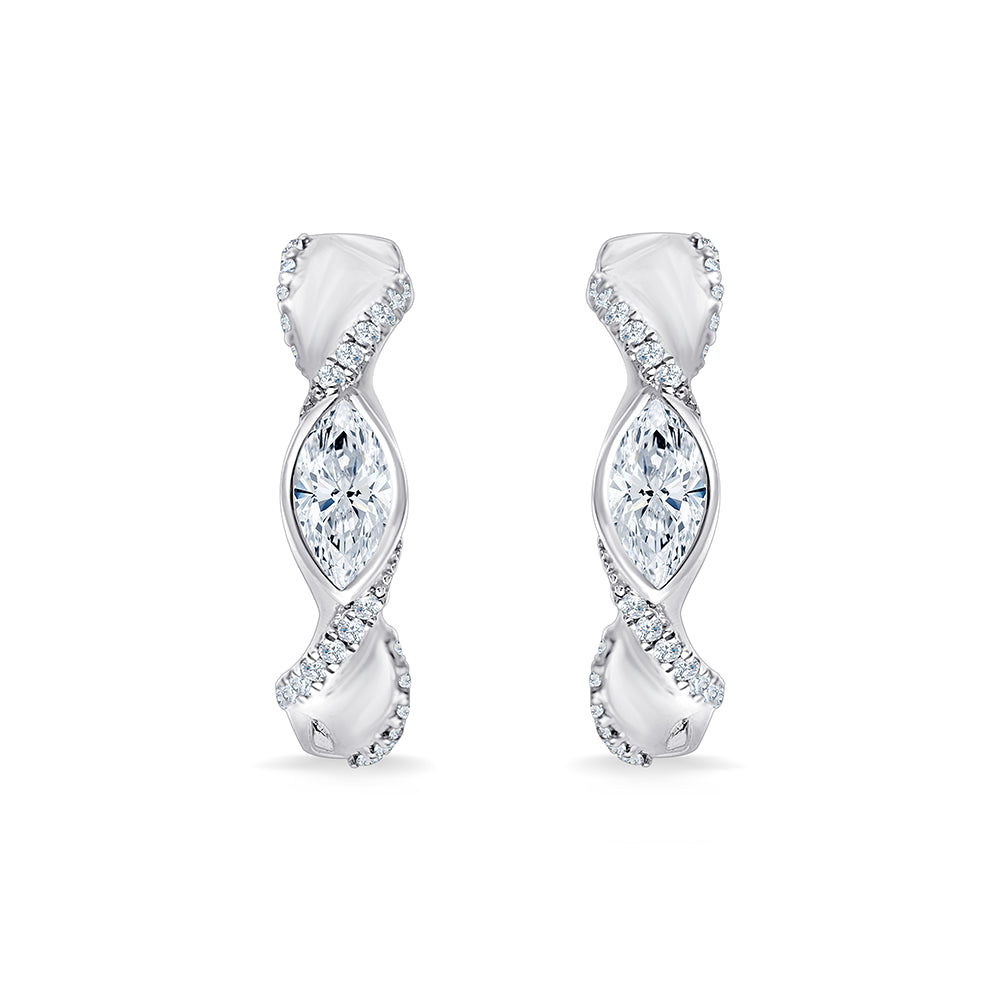 Marquise Cut Twist Hoop Earrings