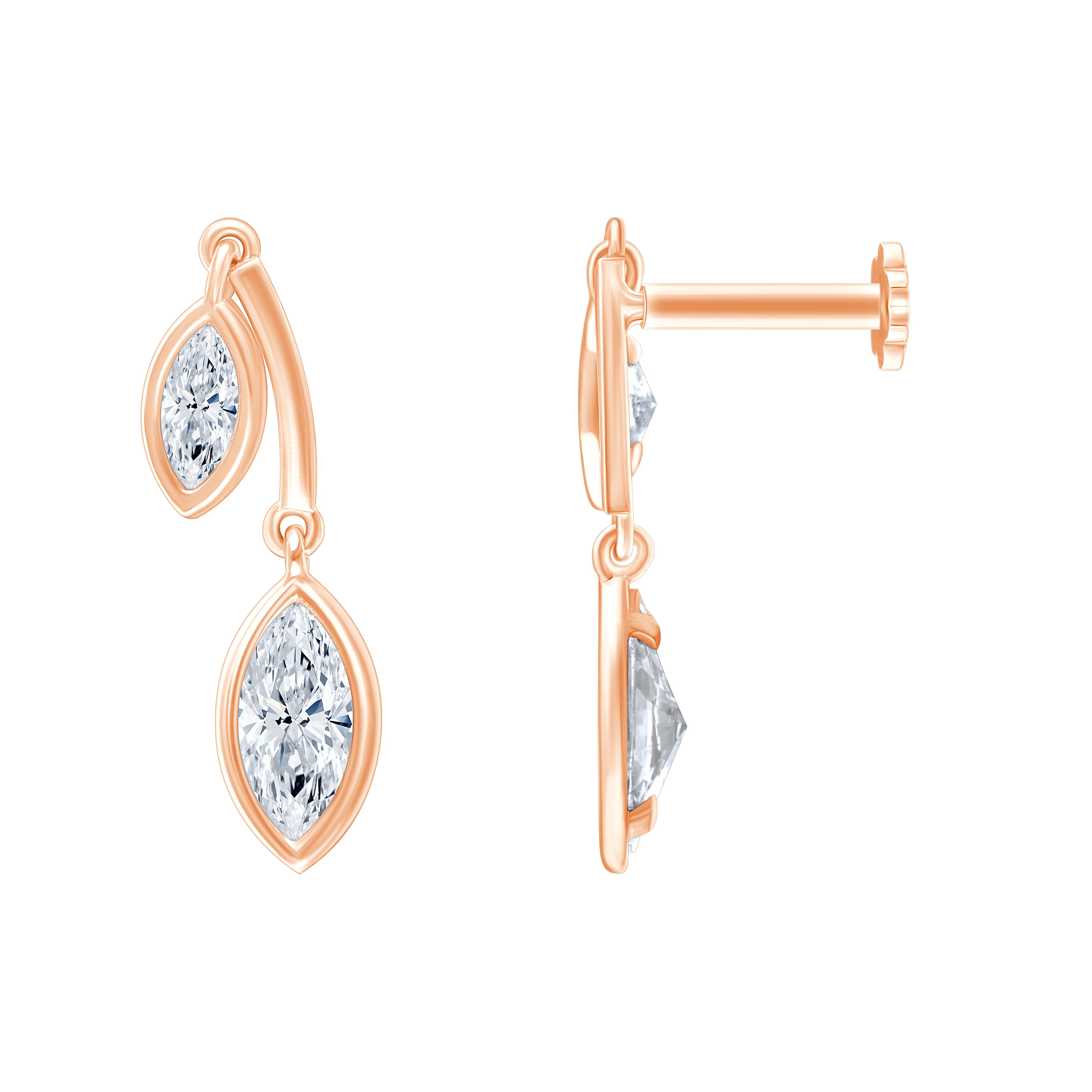 Marquise Cut Twin Drop Earrings