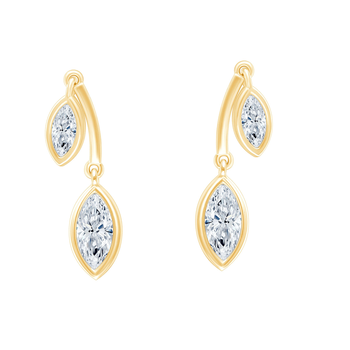 Marquise Cut Twin Drop Earrings