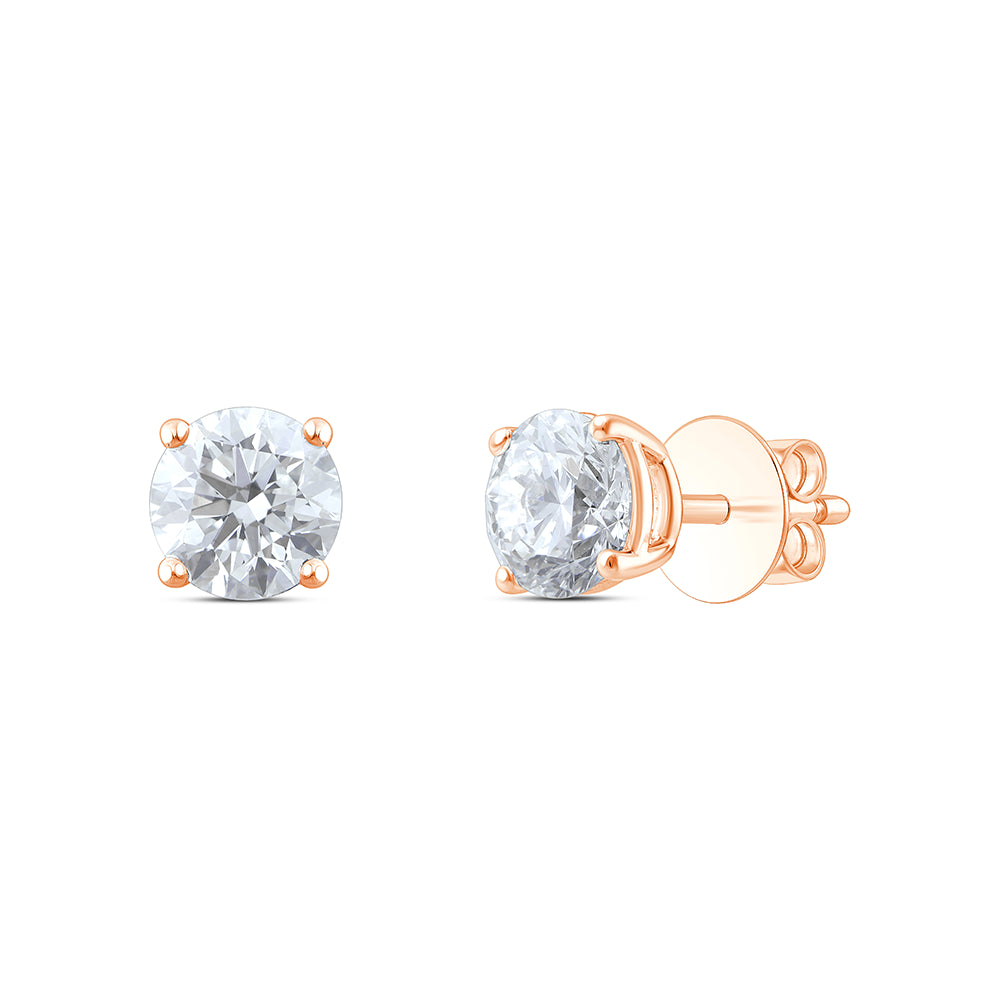 2 Carat Brilliant Cut Solitaire Stud Earrings