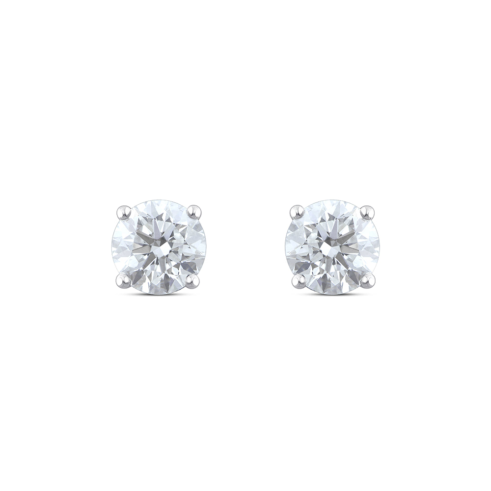 2 Carat Brilliant Cut Solitaire Stud Earrings