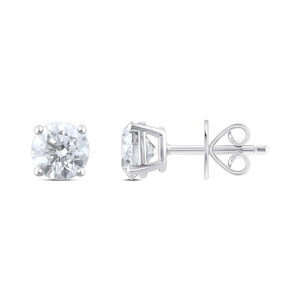 2 Carat Brilliant Cut Solitaire Stud Earrings