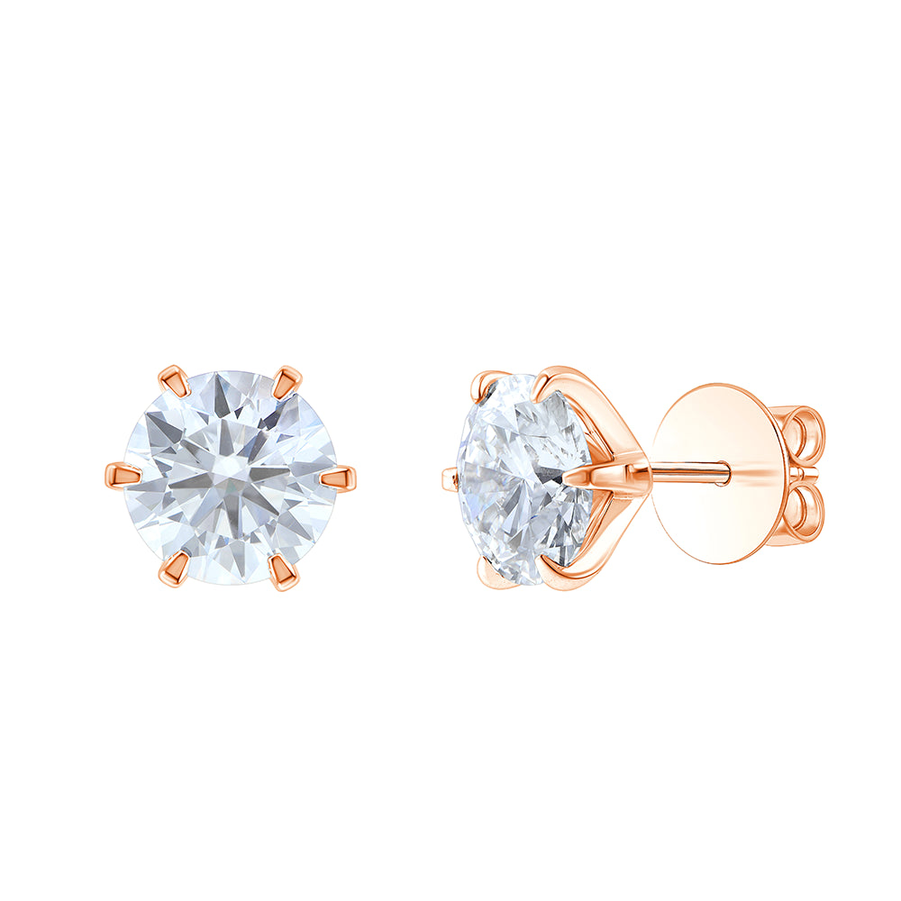 6 Carat Brilliant Cut Solitaire Stud Earrings