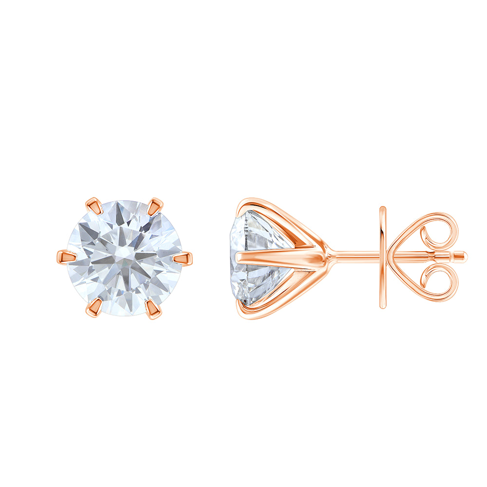 6 Carat Brilliant Cut Solitaire Stud Earrings
