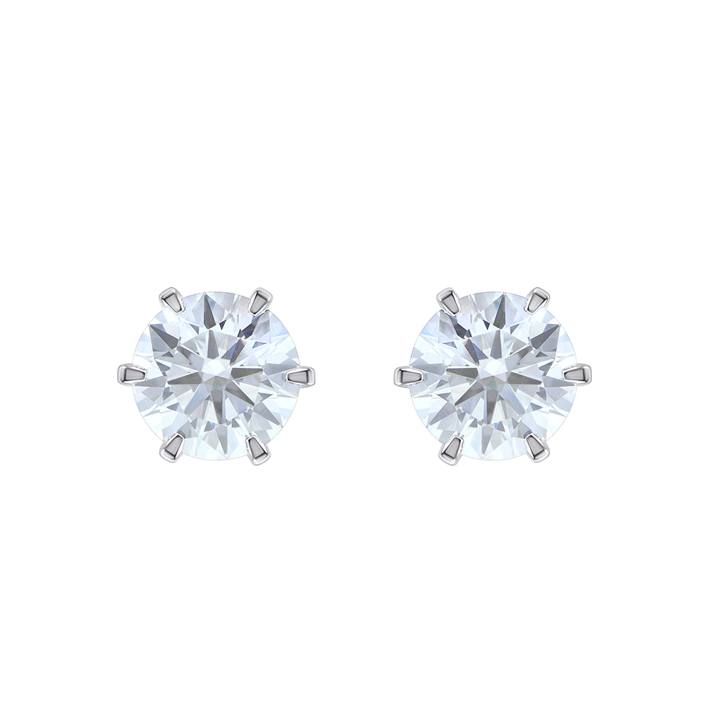 6 Carat Brilliant Cut Solitaire Stud Earrings