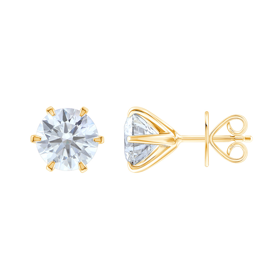 6 Carat Brilliant Cut Solitaire Stud Earrings