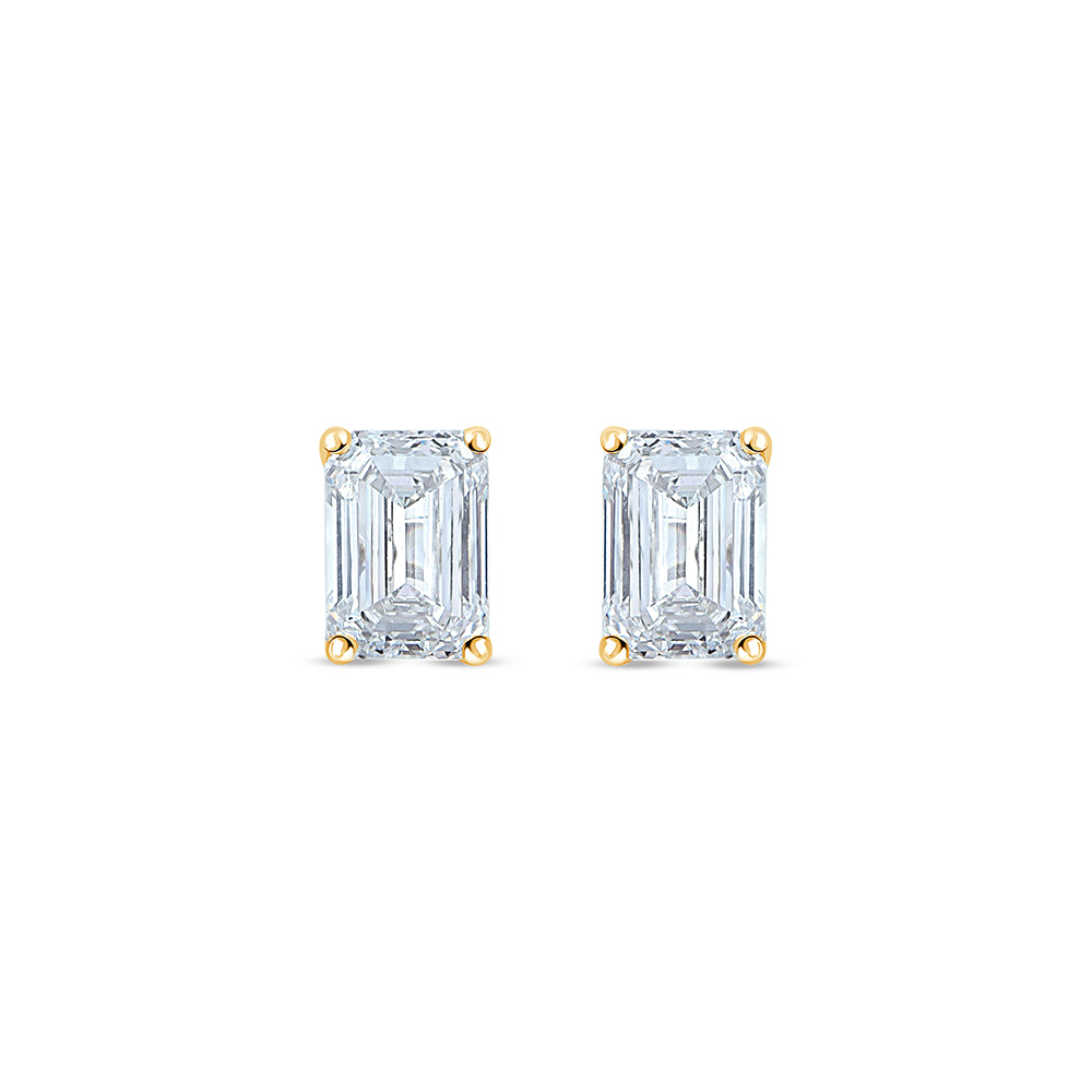1 Carat Emerald Cut Solitaire Stud Earrings
