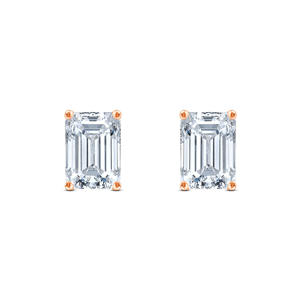 21 Carat Emerald Cut Solitaire Stud Earrings