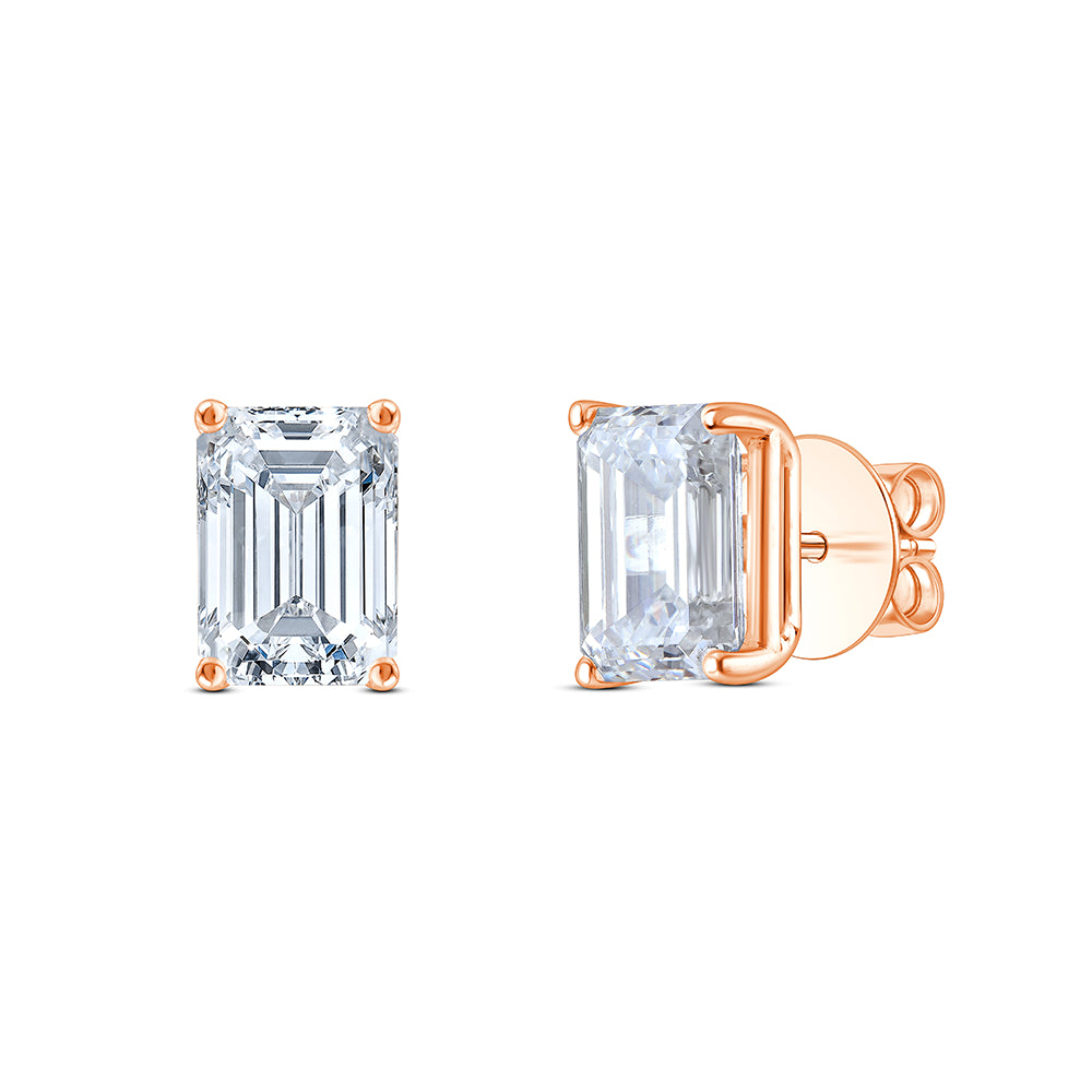 21 Carat Emerald Cut Solitaire Stud Earrings