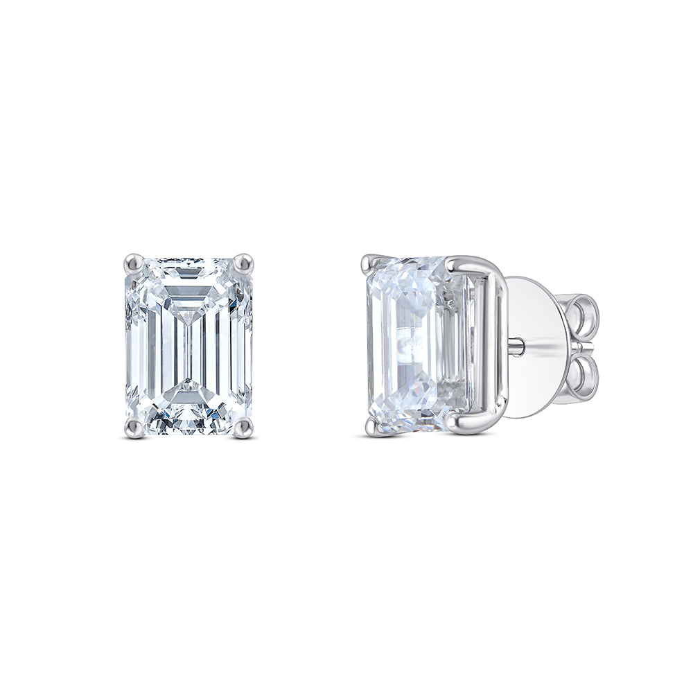 21 Carat Emerald Cut Solitaire Stud Earrings