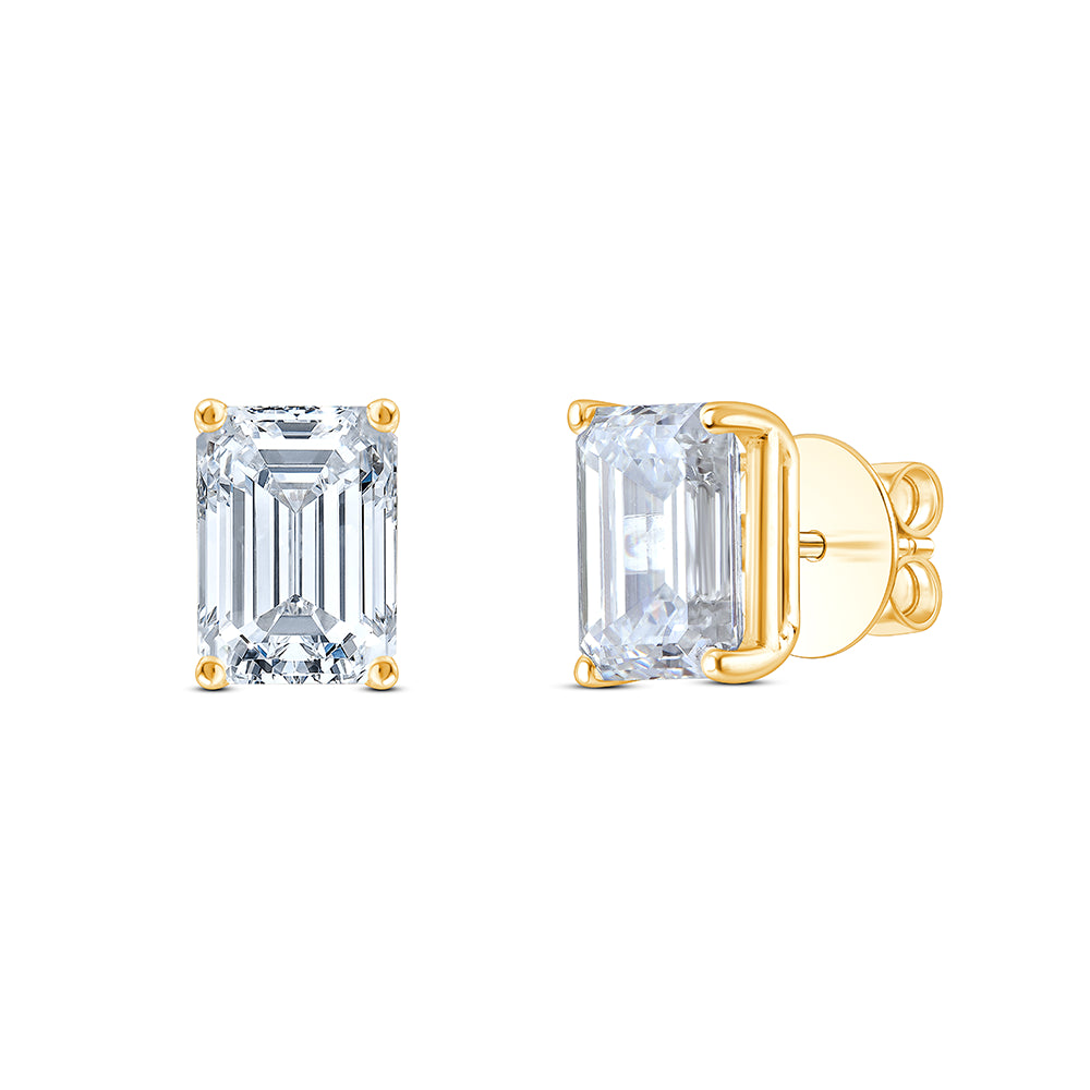 21 Carat Emerald Cut Solitaire Stud Earrings