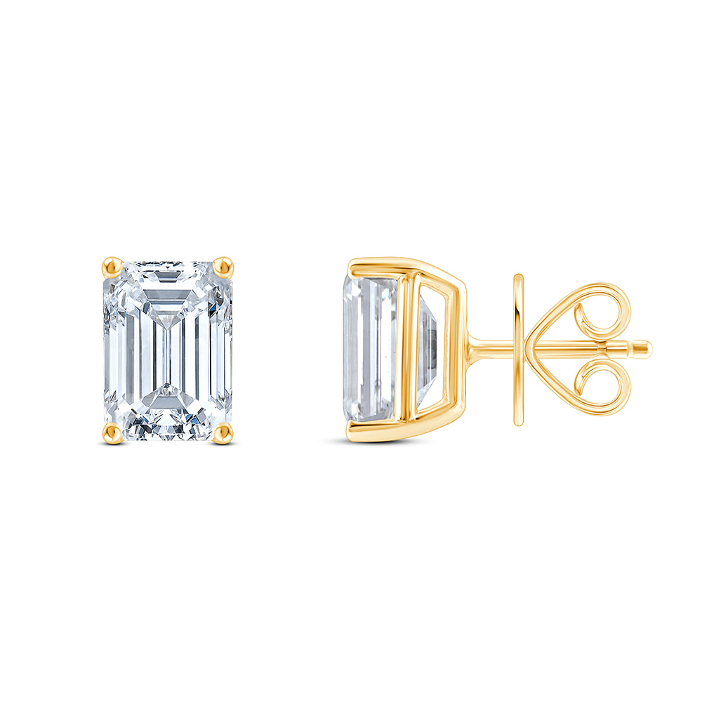 21 Carat Emerald Cut Solitaire Stud Earrings