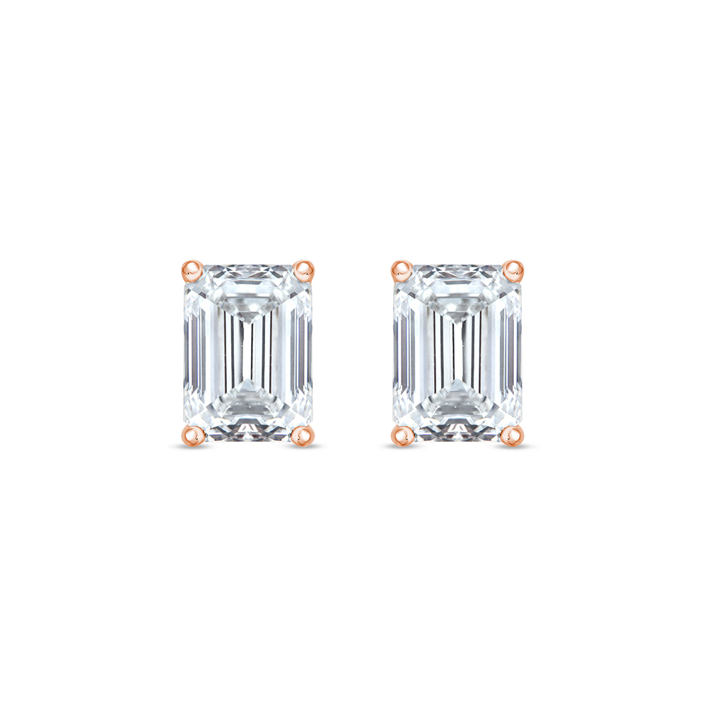 411 Carat Emerald Cut Solitaire Stud Earrings